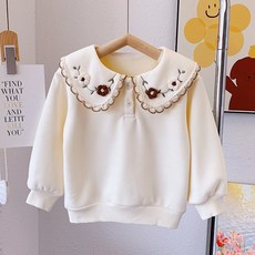 兒童冬季加厚加絨外穿打底衫 花邊女童娃娃領香風公主外搭衛衣