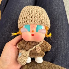 팝마트 크라이베이비 휴가 일기 인형옷 스웨터 모자 크로스백 방울목돌이 크리스마스 토끼인형, 아기가 없어요, 브라운 4피스 세트(모자+스웨터+크로스백+신발)