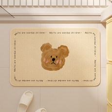 卡通衛生間地墊亞麻編織吸水腳墊浴室洗手間門口防滑墊子浴室地墊, 1個, 萌熊獨繪矩形