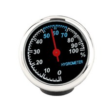 汽車儀表板時鐘擺飾 中控台石英鐘 車用時鐘 汽車溫度計溼度計 汽車內飾用品 車用夜光石英錶, 1個, 濕度錶面, 黑