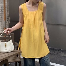 민소매 루즈핏 스트레이트 원피스 봄여름용 유니크한 의 휴가용 컬러풀 미디 원피스