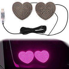 태양열 자동차 LED 주변 조명 - 후면 및 측면 창문용 하트 모양 네온 악센트 5가지 모드 크리스마스 발렌타인 데이 기념일 데이트 밤을 위한 로맨틱한 선물 (레드), 핑크