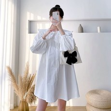 아우얼스룸 복 원피스 빅 셔츠 예쁜 사이즈 스커트 대형 키작맘임부복 임부복 복 출근룩, C. 화이트