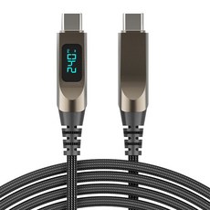 240W 鋅合金數顯 雙Type-C 快速充電傳輸線, 1個, Type-C to C 240W-黑色, 1.2m