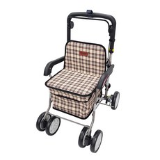 진산메디칼 다용도 노인 보행 보조차 브라운체크, 1개