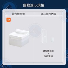 小米米家無線智能寵物飲水機濾芯 副廠耗材 過濾配件, 1個, 塑殼版濾芯x1 + 白色濾棉x1