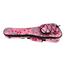 shangren 26인치 테너 우쿨렐레 보관 가방 4현 하와이 기타 백팩, 설명, 설명, 핑크 꽃, 1개