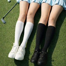1+1 아쿠아 니삭스 여름 골프 양말 자외선차단 냉감 무릎양말 헬로버디 슬림핏, 2개, 화이트블랙세트 2개, 화이트블랙세트