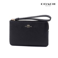 [국내백화점A/S] 코치 파우치 미니 클러치 가죽 카드지갑 시그니처 코너 지퍼 손목지갑 BLK