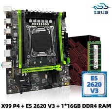 ZSUS X99 P4 마더보드 세트 키트 Intel LGA2011-3 Xeon E5 2620 V3 CPU DDR4 16GB116GB 2133MHZ RAM 메모리 NVME M.2 S, 마더 보드