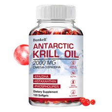 남극 크릴오일 2000mg 아스타잔틴과 인지질 - 뇌 심장 관절 피부 면역체계에 도움 - 식이보충제, 3개, 60정