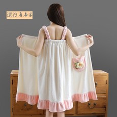 可穿浴巾浴袍 大碼浴巾浴衣 溫泉游泳浴衣 日式和服 舒適好穿 酒店浴袍 寬鬆浴袍抗菌可愛浴巾傢用女可穿可裹巾吸水大人, 1個, 溫暖如花【粉】,幹髮帽一個