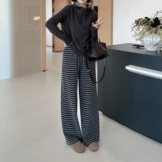 투니스 여성 스트라이프 루즈핏 캐주얼 긴바지