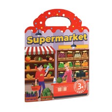 超市主題旅行貼紙遊戲套裝，3歲以上兒童適用，角色扮演，激發想像力, 酷樂開發, 超市手提果凍膠貼紙書