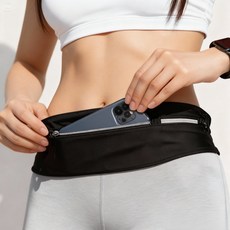 네오핏 초경량 방수 와이드 러닝벨트 대용량 포켓 흔들림 방지 벨크로형, 1개, 블랙