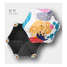 SHIZHU 兒童圓角安全手開摺疊傘 防曬黑膠晴雨傘