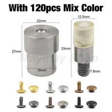 더블 캡 리벳 설치 패스너 스냅 다이 핸드 프레스 용 프레스 몰드 다이 가죽 공예 신발 가방 벨트 5-15mm, [00] With Mix Color, 04 9x9mm