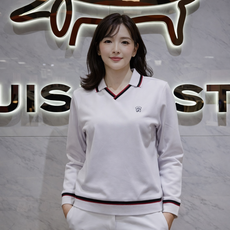 루이까스텔 [26년 봄 신상품 최저가] 여성 V넥오픈카라 루즈핏 긴팔피케티셔츠 1/LO/TS/305/BCW