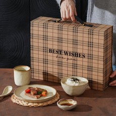 高級感碗碟套裝禮盒精致窯變一人食餐具5件套高顏值商務禮品置物架收納架居家收納桌面收納陳列架儲物架居家生活好物, 波浪餐具5件套1人食-沙灘(禮盒裝),禮盒裝, 1個
