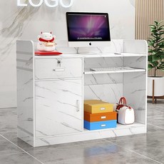 매장 업소용 카운터 입식 테이블 계산대 프런트 캐비닛 안내데스크, 120x38x90 흰색 대리석 색상