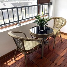 세트 테라스 원형 테이블 라탄 카페 스타일