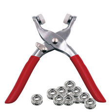 鈕扣打孔器 + 四合扣 200p 組, 紅色, 1套