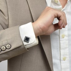 袖扣 黑方形四邊弓線 NCD21