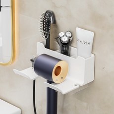 시크하우스 간편한 무타공 수납형 드라이기 거치대, 화이트, 1개