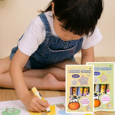 [원드림]프리미엄 레인보우 크레용 A타입 B타입 8칼라 세트 노랑 핑크 진청 진녹 오렌지 보라 빨강 검정