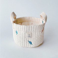 돗투돗x마롤로뜨 누빔 아기 바구니 장난감바구니 기저귀, 크앙디노 - 자수 바구니, 1개