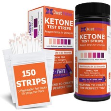 저스트 핏터 케톤 테스트 스트립 - 케토시스 테스트를 위한 정확한 150개의 케토 케토제닉 다이어트에 대한 즉각적인 15초 결과, 1 Bottle Ketones
