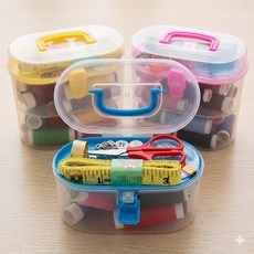 휴대용 미니 9종 바느질함 세트 가정용 반고리 수선 도구 실과 바늘 가정용바느질세트