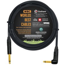 WORLDS BEST CABLES 3m(10피트) - Gotham GAC-1 울트라 프로 프리미엄 로우 캡 (21pf/F) 기타 베이스 악기 케이블 Neutrik 골드 직선에서
