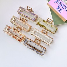 마블링 메탈 여성헤어악세사리 빅사이즈 사각 집게핀 올림머리