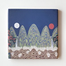 SANS 한국 전통 일월오봉도 굿즈 기념품 선물 [마우스패드 안경닦이 가죽 천 규조토 티코스터 잔 컵 받침대 전통무늬 한국적인 관광 외국 외국인 친구 인사동 민화], 오봉도 규조토 코스터