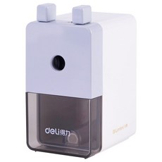 得力0749 樂素 簡約方形塑料 單孔手搖削鉛筆機 小學生兒童文具, 灰色, 1個