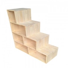 벙커침대 계단 수납 원목 튼튼한 4단 책장 발판 이층, 4층 왼쪽 사다리 40x80x80 원목 - 페인트 없음