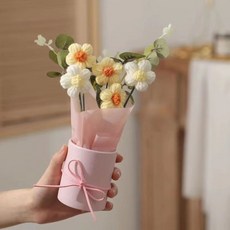 母親節花束 女神節手工編織禮物 520公司活動贈品, 黃色系小花筒花束,成品, 1個