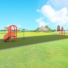 더블 짚라인 놀이기구 광장 놀이터 야외 키즈 펜션, 단일 플랫폼 짚라인 빨간색