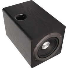주나테 6.5인치 파워드 서브우퍼 100W 하이파이 딥 베이스 터보차지드 홈 시어터 게이밍 스피커 블랙 우드 그레인 캐비닛 라운드 디자인 저음 오디오 시스템