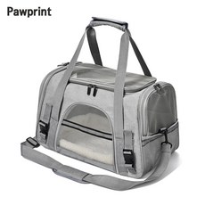 Pawprint 반려동물이동가방 통기성 우수한 반투명 공간 넓은 내부 편안한 착용 외출 여행 병원 이동 고양이 강아지 보호자용, 1개, 회색