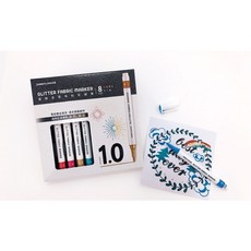 雄獅SIMBALION 金蔥布料彩繪筆-8色組(GFM-3010)，色彩鮮明，安全無毒，輕鬆打造獨特風格, 1.0mm, 1個