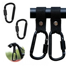 2 다용도 비너 고리 전기 자전거 킥보드 오토바이 유모자 헬멧 봉지 다용도 후크 걸이, 1개, 블랙