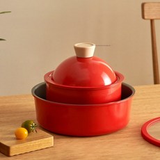 Kimscook 세라믹 코팅 냄비 후라이팬 세트 5중 구조 분리형 손잡이 레드, 1개, 동일 구성, 분리형 손잡이 18cm 냄비/24cm 팬