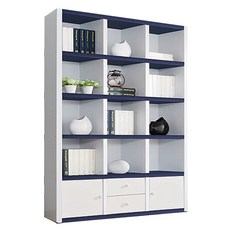 아미까쥬 수납형 1200 5단책장 15칸책꽂이 완제품배송, 네이비화이트