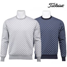타이틀리스트 TKPMK131J 남자 골프 니트 헤링본 라운드넥 스웨터