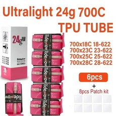 RideNow TPU 이너 튜브 로드 바이크 프랑스 밸브 자갈 MTB 자전거 초경량 700x 18C 25C 29x1.5 1.75, [12] 6pcs 700x18-28c 24g, [03] 85mm, 12 6pcs 700x18-28c 24g_03 85mm