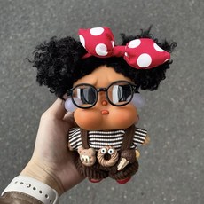 팝마트 크라이베이비 휴가일기 시리즈 인형옷 인형악세서리 인형은 불포함 인형옷만, 크라이베이비 인형키링 인형옷(인형불포함), 스트라이프 셔트+팬츠+안경 세트