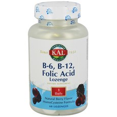 KAL 葉酸漿果味錠劑 B-6 B-12, 1個, 60 件