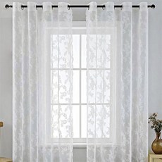 올샵 풍성한 드레이프 가리개 화이트 레이스 커튼145x200cm 아일릿 속커튼